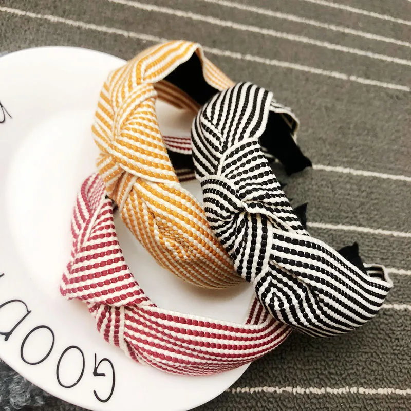 Vintage Striped Knotted Headband Knot Hairband Hair Accessories |