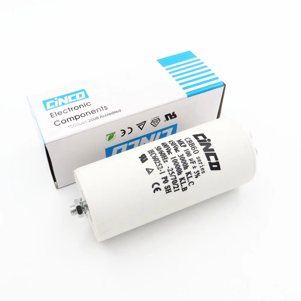 SH DB Polypropylene Film Ac 450VAC Water Pump 100UF 400V 450V CBB60 Motor Run Capacitor wire electrical engine 100mfd 100mf |