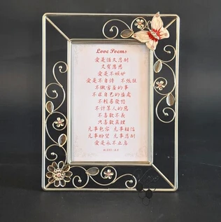 

The new 2014 Christian photo frame Wrought iron diamond love reading frame Glass frame/frame