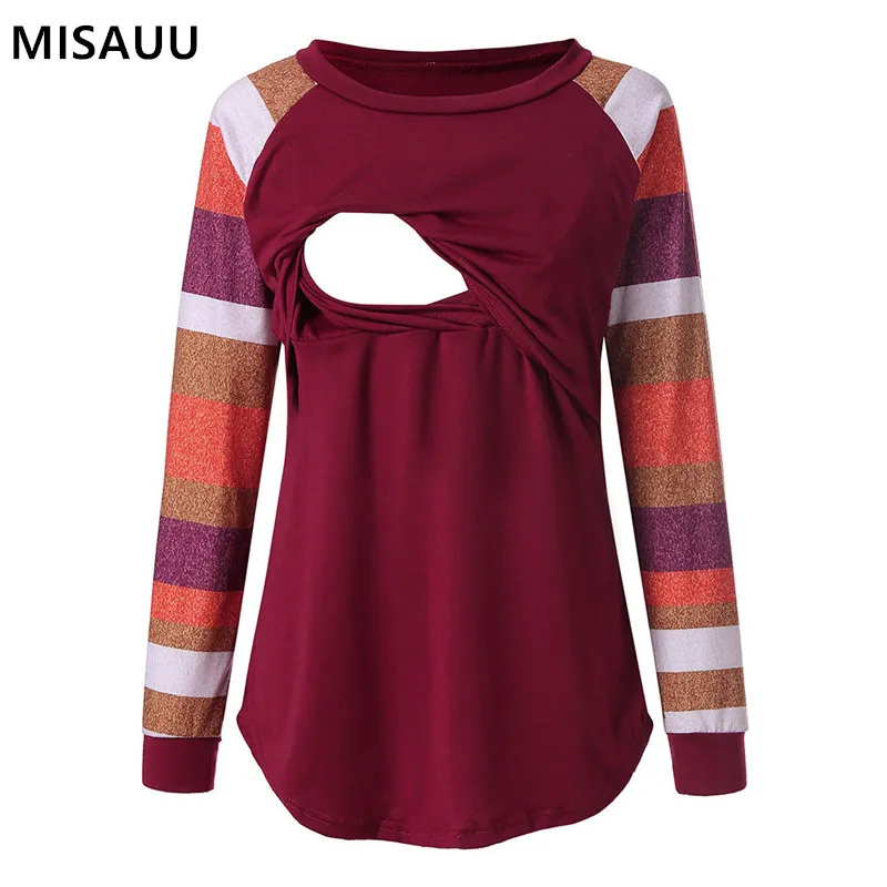 

Cotton Maternity Nursing T Shirt Autumn Spring Breastfeeding Tees For Pregnant Women Pregnancy Nurse Wear Long Sleeve Tops