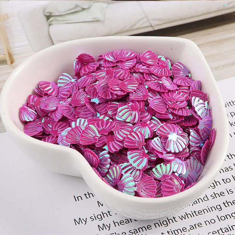 AB Fuchsia 10g/pack 7mm Sea Shell Sequins Paillettes Sewing Material,Wedding Craft,Women Garment Kids DIY Accessories - Color: AB Fuchsia