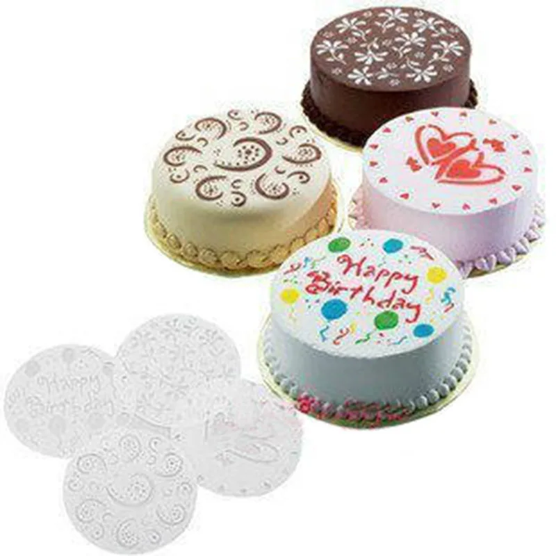 4 шт./компл. торт распылительная форма с днем рождения цветочным набивным