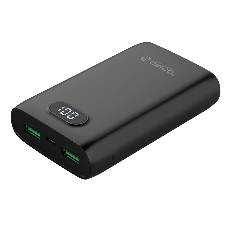 ORICO 10000 мАч Внешний аккумулятор с двойным выходом USB дисплей экран Внешний аккумулятор для мобильного телефона портативный 5V2A внешний аккумулятор - Цвет: Black