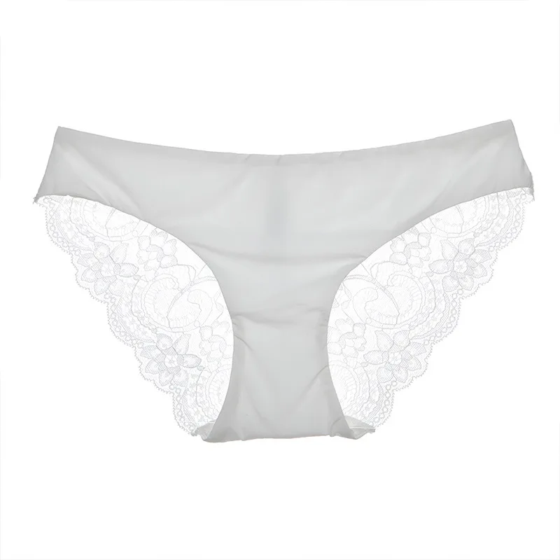 Seamless comfortable sexy triangle underwear silk slippery lace soft skin ladies' briefs.9801 |
