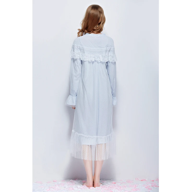 Женская красивая элегантная винтажная ночная рубашка длинная для сна хлопковая