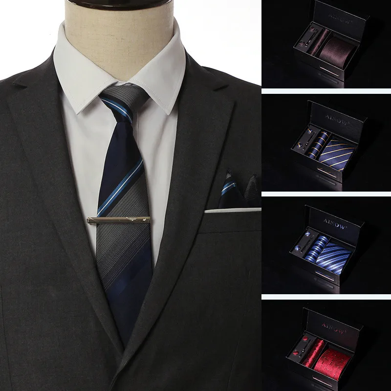 

Fashion Necktie Groom Gentleman Tie Set Wedding Birthday Party Gifts Tie For Men Gorgeous 6PCS/Set Gravata Shirt Arrow Tie Set