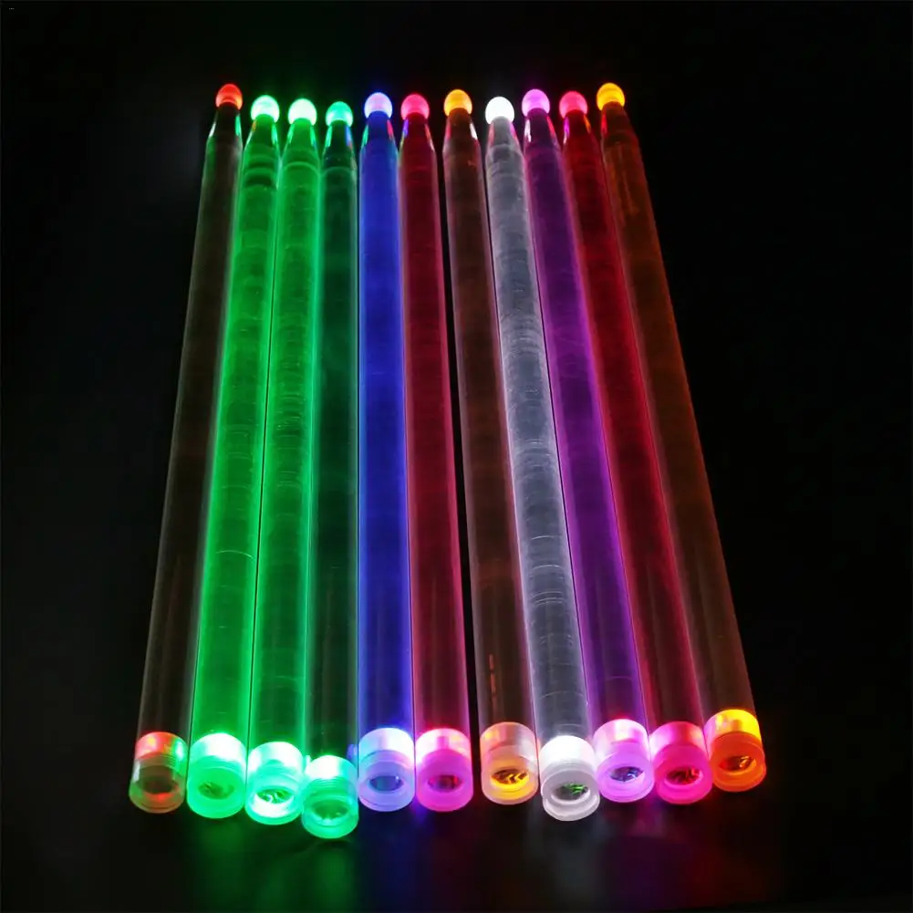 

Cool 5A Acrylic Drum Stick Bright LED Light Up Drumsticks Luminous In The Dark Stage Jazz Drumsticks Special Performance Effect4