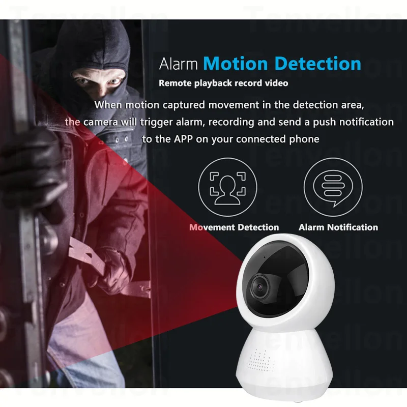 IP-камера Tenvellon с Wi-Fi панорамная Беспроводная мини-камера видеонаблюдения широким