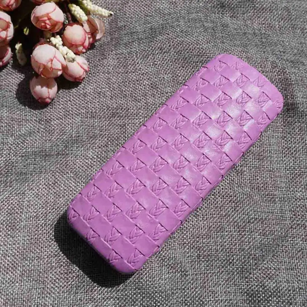 Violet Рельефный кожаный чехол очки для мужчин и женщин Элегантный Жесткий Чехол для очков футляр для очков разноцветный Чехол для очков - Цвет: Violet
