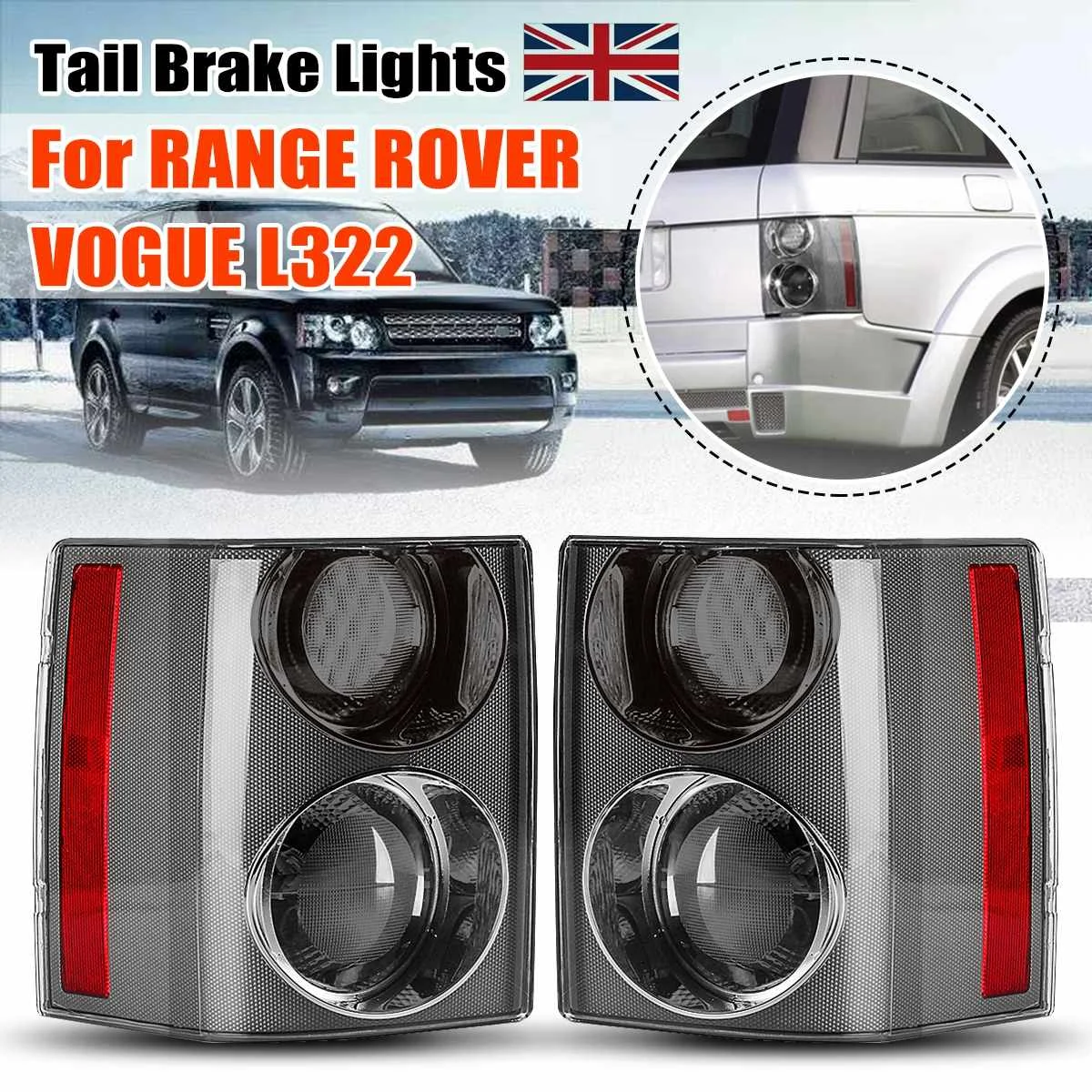 Автомобильный задний светильник для Land Rover Range Rover Vogue L322 2002-2009 задний тормозной фонарь черный левый правый задний без Аксессуары для ламп