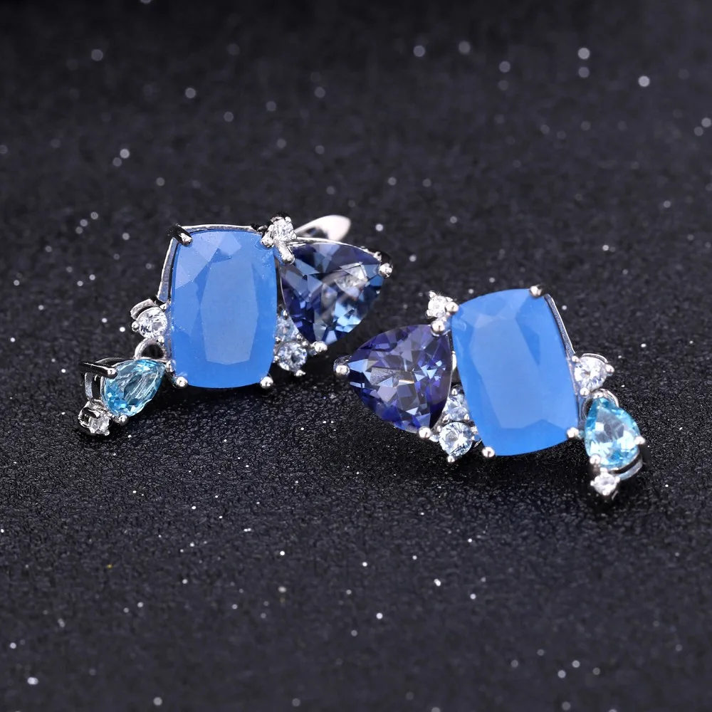 GEM'S балетные 925 пробы, серебряные, натуральные, Аква-синий, Calcedony, серьги, современная мода, необычные, висячие серьги для женщин, Bijoux