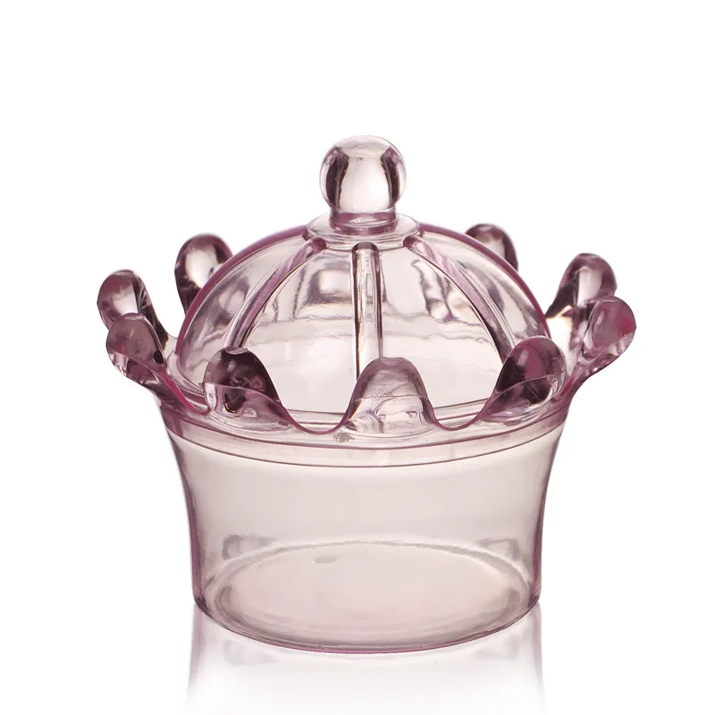 1PC pink Коробка для конфет прозрачная корона мини пластиковая коробка Рождество Свадьба творческий день рождения украшения поставки подарок для детей 3 цвета - Цвет: 1PC pink
