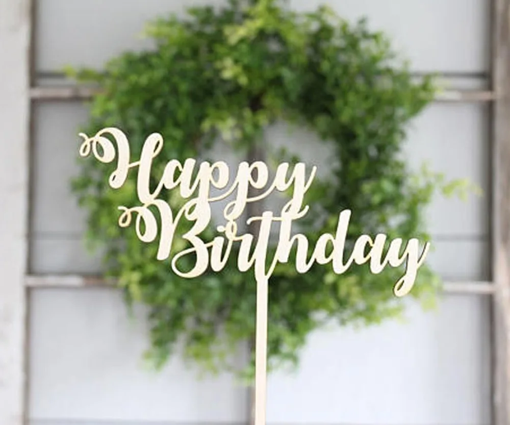 

Wooden Happy Birthday Cake Topper Party Decoration Happy Birthday Cake Topper Stand Gift Supplies