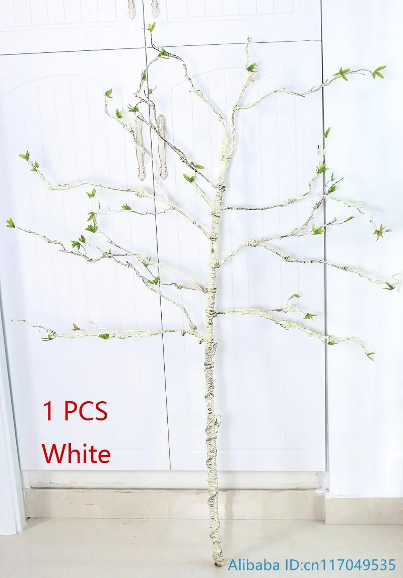 White 1 шт. искусственные 150 см(59 дюймов) длинные белые и зеленые мягкие пластиковые сушеные ветки дерева растения Свадебные украшения дома F383 - Цвет: White