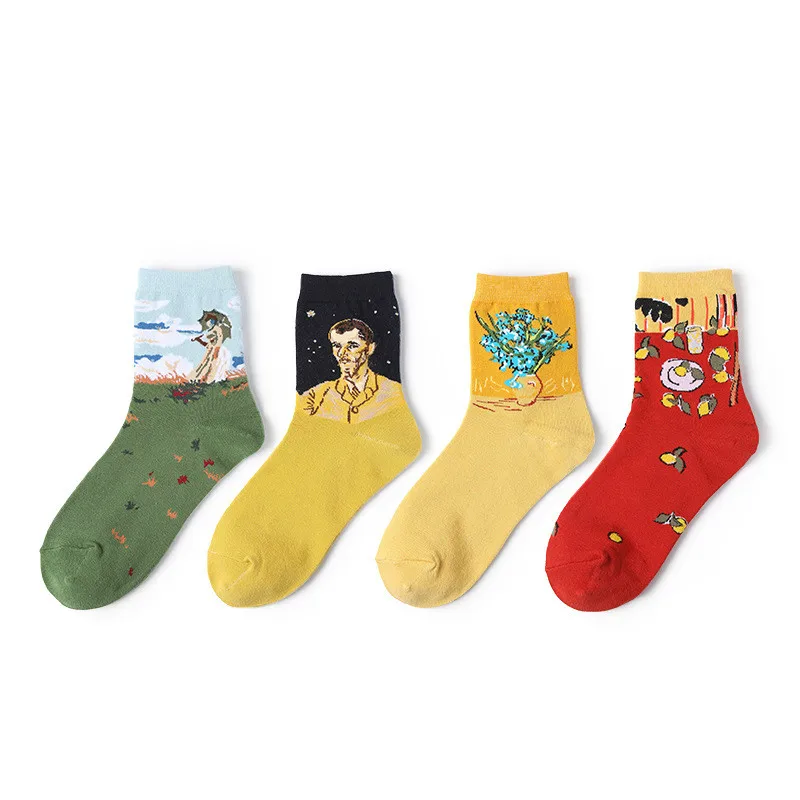 Новые забавные повседневные хлопковые короткие носки с изображением известных