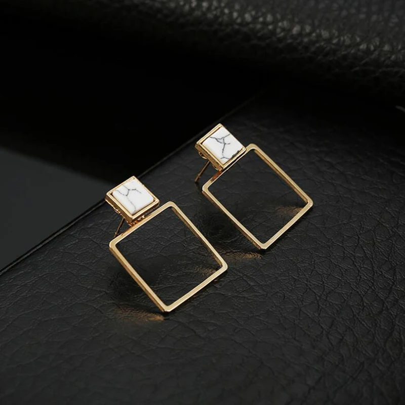 Корейские модные квадратные висячие серьги золотого цвета для женщин ювелирные