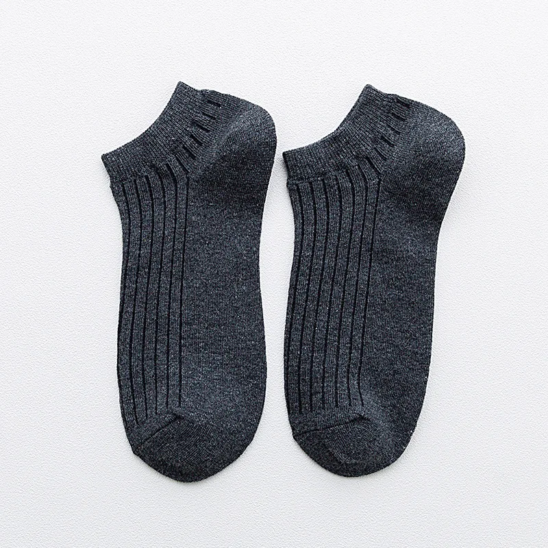 dark gray short Jeseca, партия из 5 пар лето-осень Для мужчин носки-тапочки, хлопковые мягкие Бизнес мужские носки, дышащая, невидимая, не скользящие носки-следки носки в подарок - Цвет: dark gray short