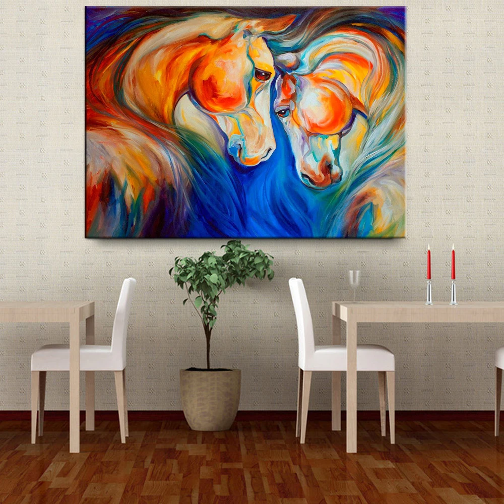 Тяжелый покрытым масляной краской лошадь Животные живопись художественный