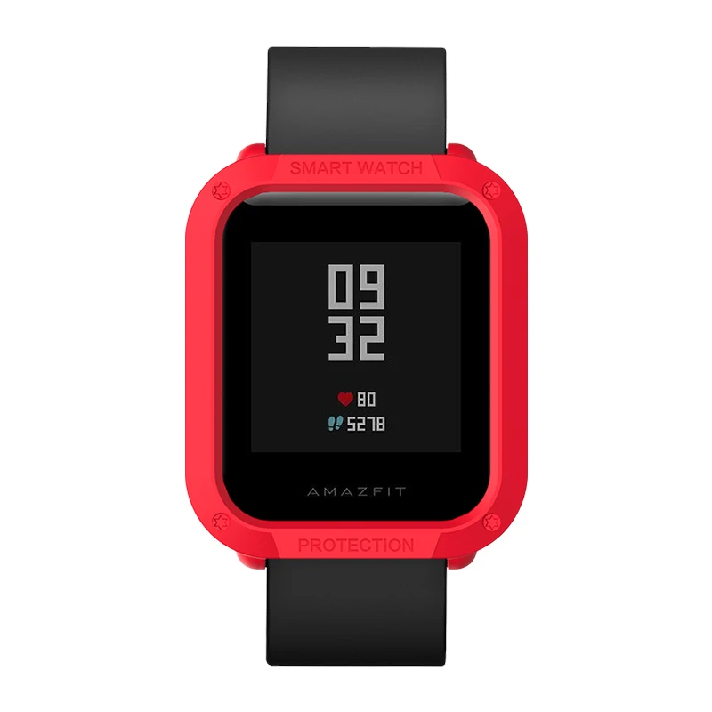 Red Amazfit Bip чехол PC Защитная крышка для Xiaomi Huami бампер Оболочка Легкий Смарт-часы аксессуары Молодежные красочные - Цвет: Red