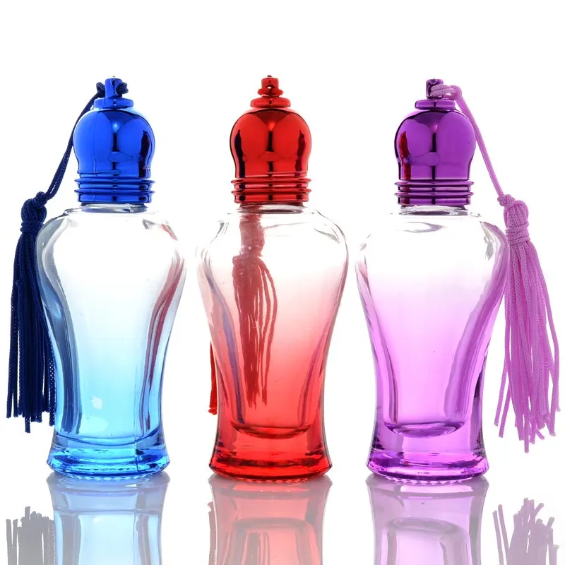 10ML Glass Roll On Oil Empty Tassel Perfume Small Glass Colored Bottle 100PCS/LOT