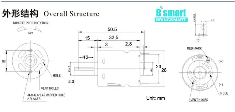 BringSmart RS 360 365 микро-электродвигатель 5000-19400 r/min 12v 18v 24v Мини Мотор для фена для волос двигателя