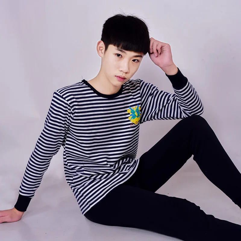 style 02 Хлопок, подштанники для мальчиков и девочек средней школы, комплекты термобелья с круглым вырезом для подростков, для больших мальчиков возрастом от 14 до 20 лет - Цвет: style 02