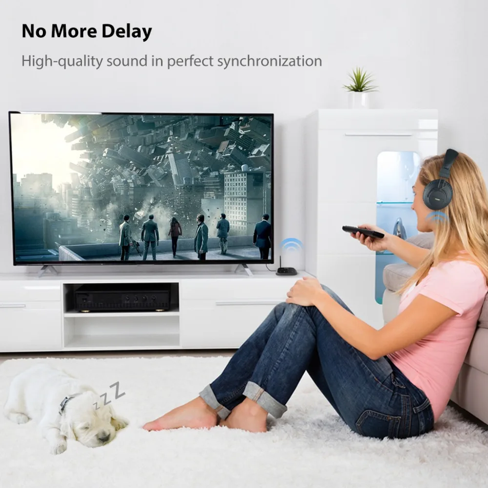 Avantree беспроводные наушники дальнего действия для просмотра ТВ с bluetooth-передатчиком, поддержка оптических, RCA, 3,5 мм AUX, Plug& Play