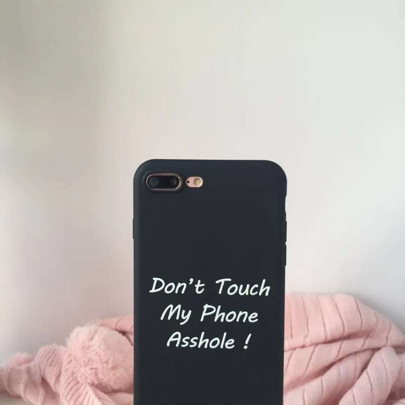 JiBan For iphone 8 Fashion English Letter Simple Do not Touch My Phone Asshole TPU Silicon Back Cover Case Apple 6s 7 Plus |