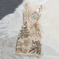 free shipping 2021 new summer elegant dress with embroidery and sequins vest dress beautiful slim women sleeveless party dresses