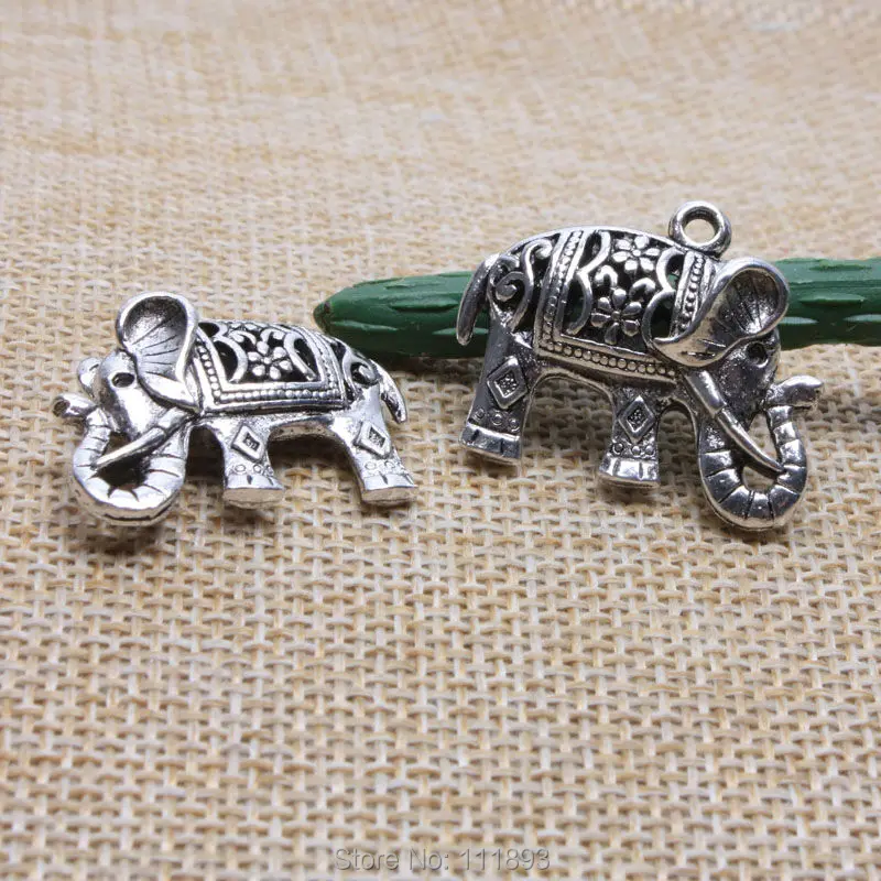 5 шт./лот полая подвеска в виде слона из древнего серебра металла для модных