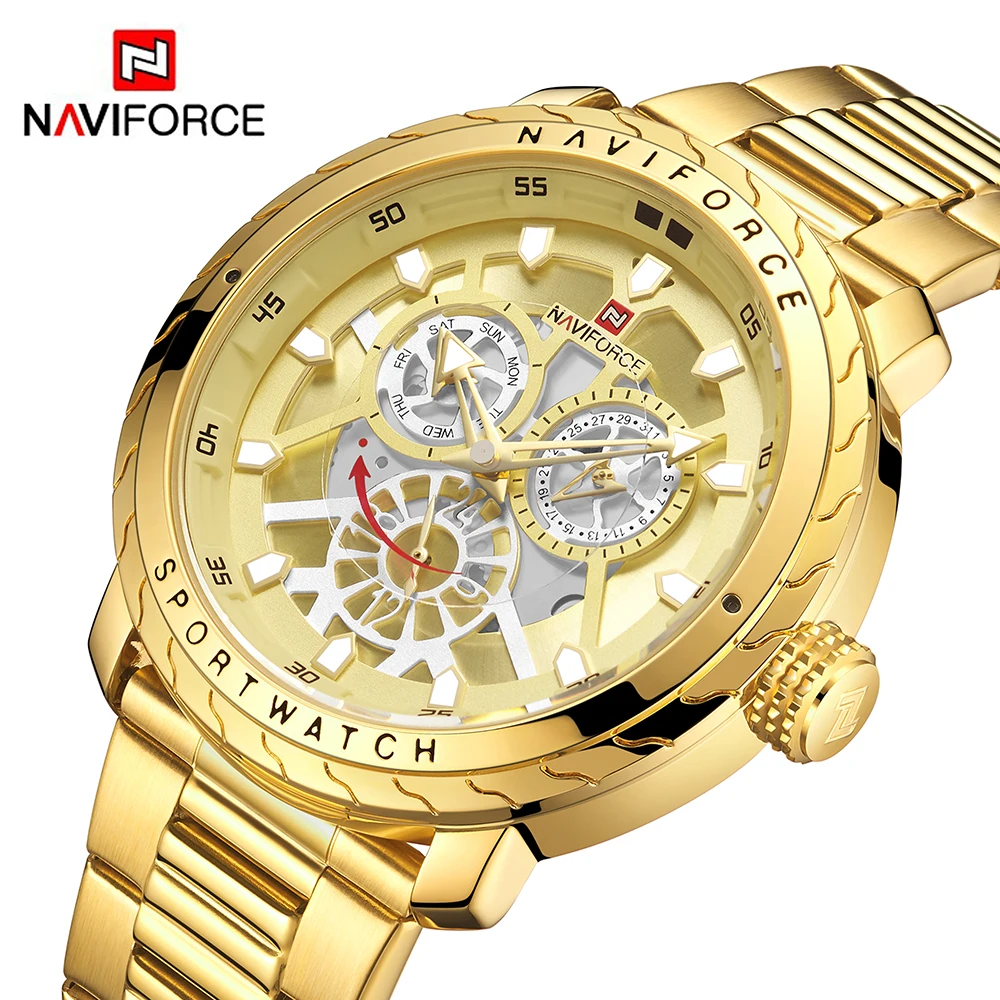 Новые мужские часы NAVIFORCE Роскошные модные повседневные Мужские кварцевые