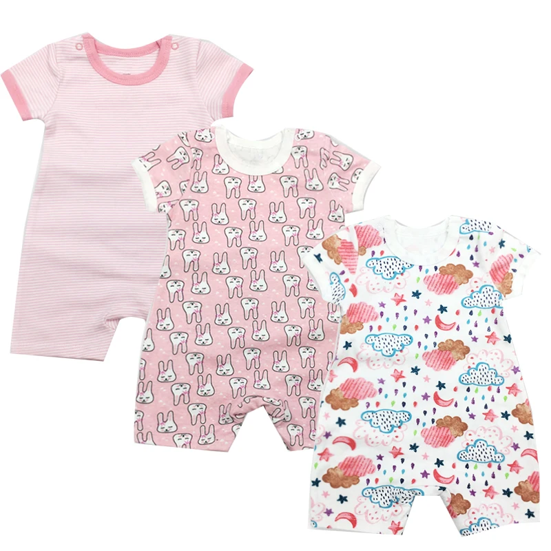 3pcs/1lot New baby rompers Newborn Infant Baby Boy Girl Summer clothes Cute Cartoon Printed Romper Jumpsuit Climbing Clothes | Детская