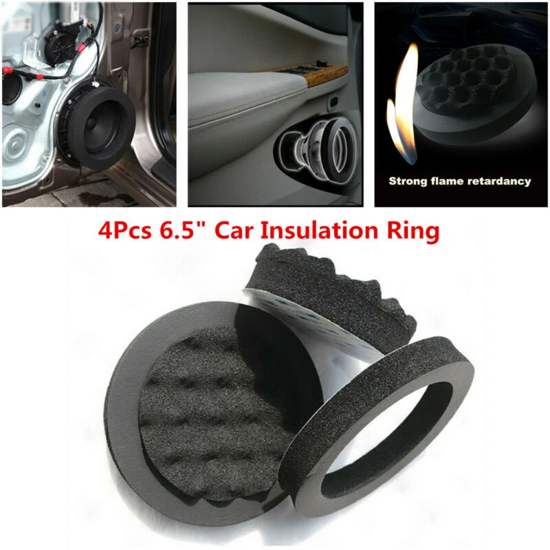 new and high quality 4Pcs 6.5" Car Door Soundproof Ring Foam Pad Woofer Speaker Noise Insulation