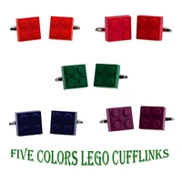 free shipping fashion toy building block cufflinks muti color bricks novelty cuff links for men wholesaleretail