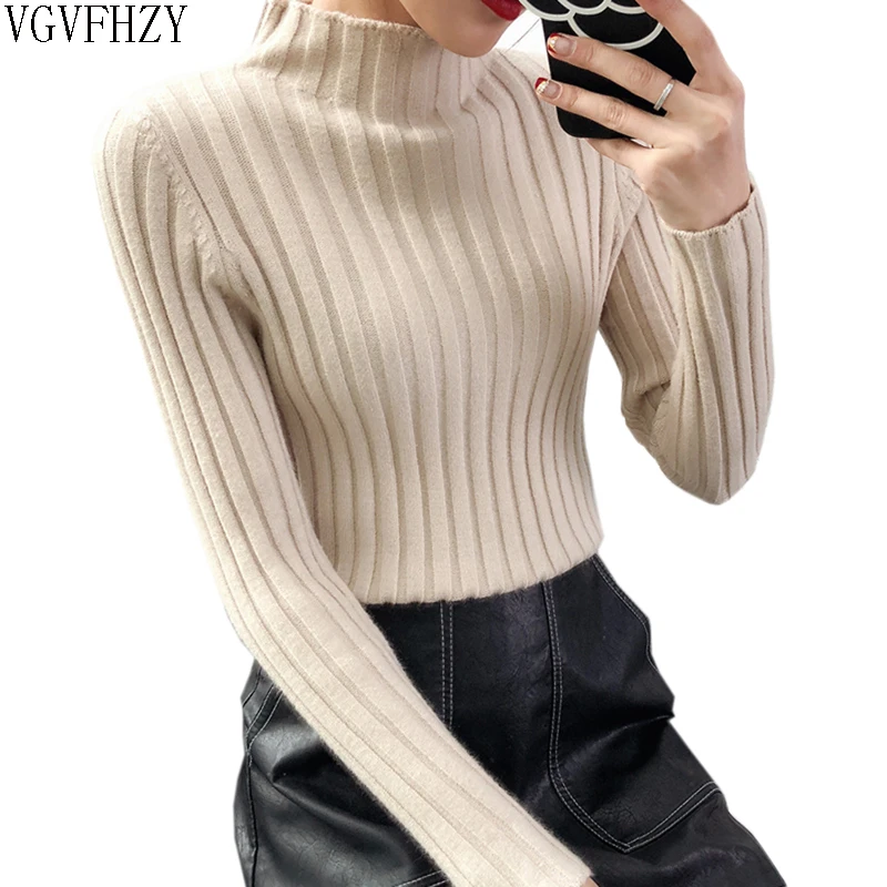 Новинка 2019 зимний женский кашемировый свитер полувысокий воротник пуловер
