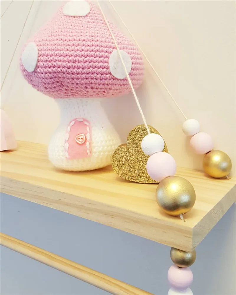 Скандинавские деревянные бусины для детской комнаты настенная полка хранения