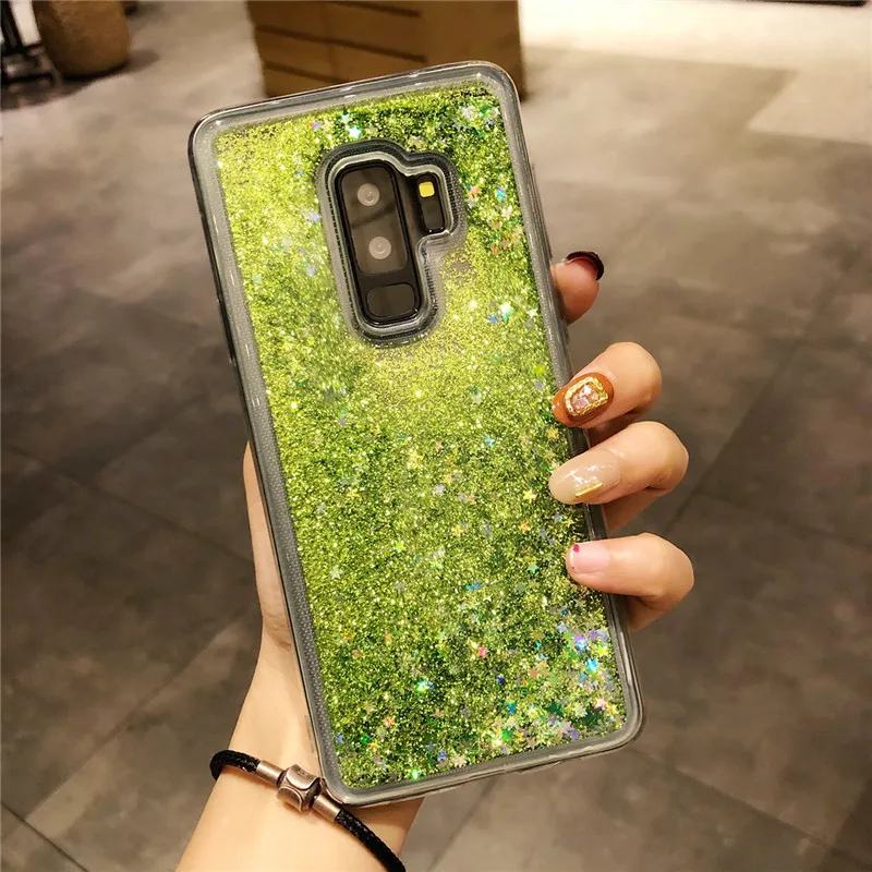 Милый чехол с сердечком и динамическим жидким песком для Samsung Galaxy S9 Plus
