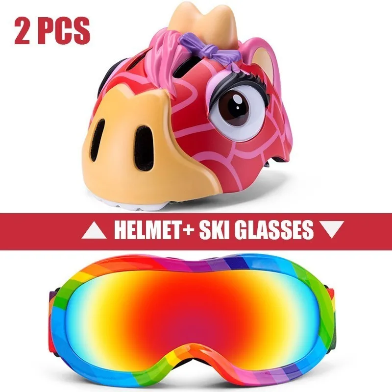 2 Pcs Ski Helmet Goggles Boys And Girls Snowboard Helmet Moto Snowmobile Skateboard Safety Helmet Mask Winter Skiing Goggles - Цвет: Color9