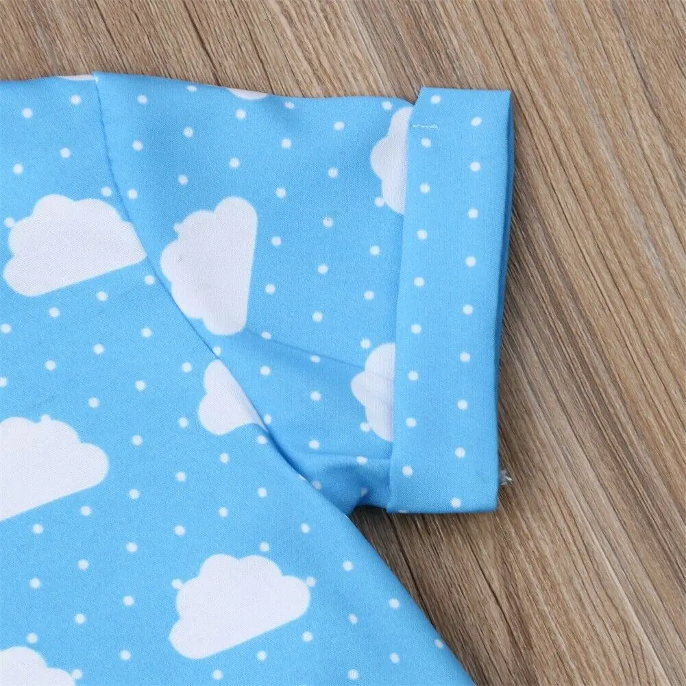 2019 Baby Summer Clothing Kids Boys Casual Clothes Cloud Print T Shirt Short Sleeve Tops+Shorts Bottoms 2pcs/Set Outfits 1-6T | Детская