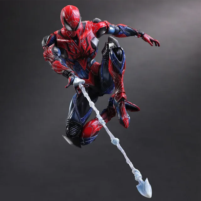 Spiderman Red Play Arts Kai Железный человек Доктор Стрэндж Веном Капитан Америка Дэдпул PA Kai 27 см ПВХ фигурка куклы игрушки подарок для детей Brinquedos - Цвет: Spiderman Red