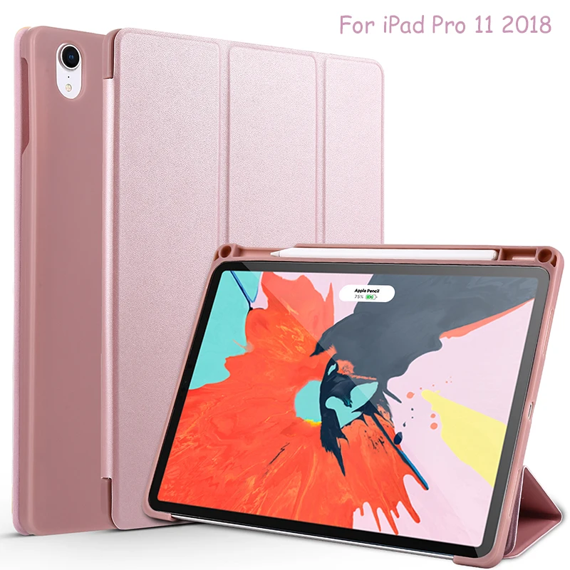 Для iPad Pro 11 чехол с карандашом держатель из искусственной кожи силиконовая подставка+ Жесткая задняя крышка из ПК для iPad Pro 11 чехол
