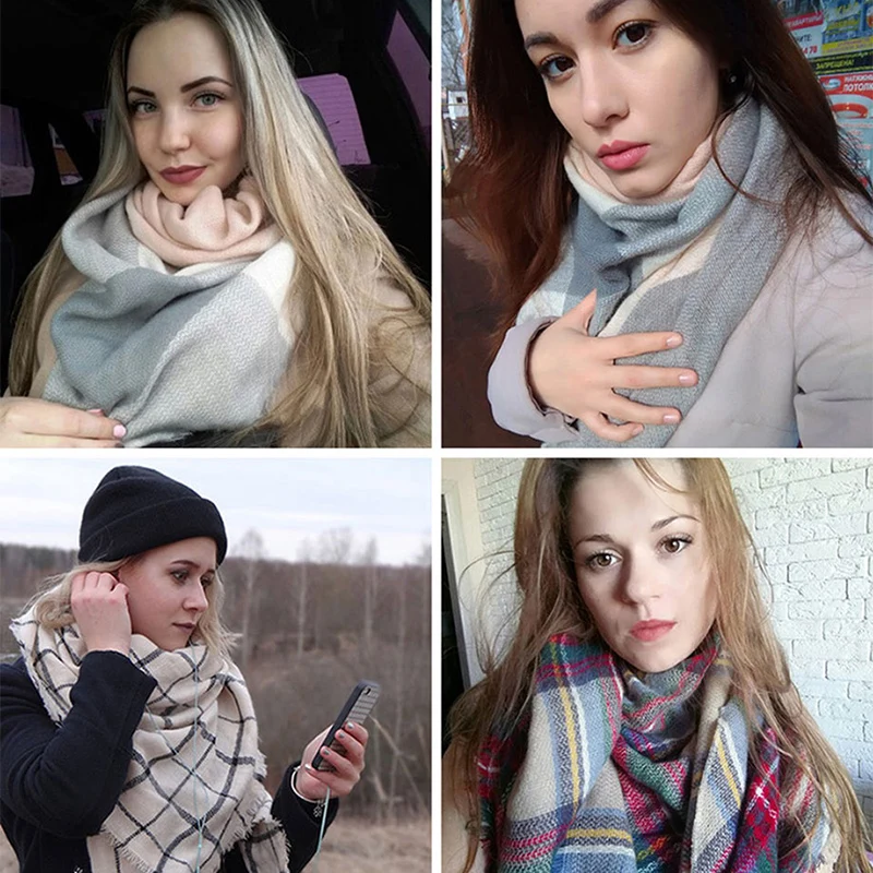 2019 Новый Модный зимний шарф для женщин роскошный бренд треугольник плед Теплые