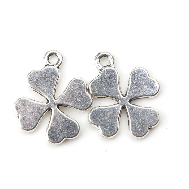 10 шт./лот счастливый четырехлистный клевер орнамент античное серебро Сделай
