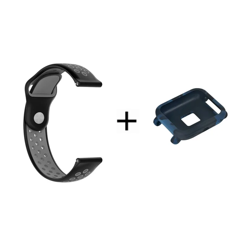 15 2в1 силиконовый ремешок для Xiaomi Huami Amazfit Bip Bit Pace Lite Молодежные Смарт-часы с заменой ремешка браслет+ чехол - Цвет: 15