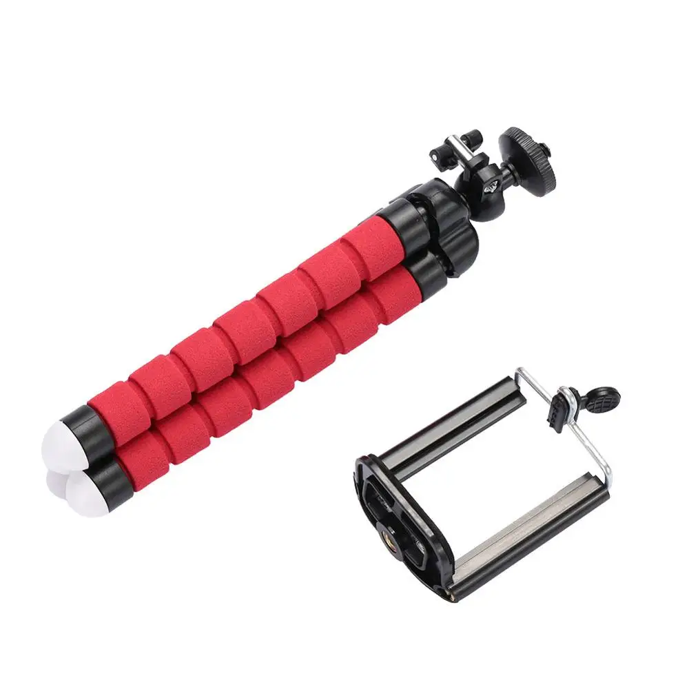 with clip red Lensoul Мини Гибкий губчатый штатив Осьминог для iPhone Xiaomi смартфон Штатив для Gopro камера аксессуар с зажимом для телефона - Цвет: with clip red