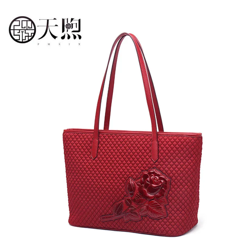 Pmsix shoulder bag female new fashion wild leather handbag female bag large capacity bag tote bag