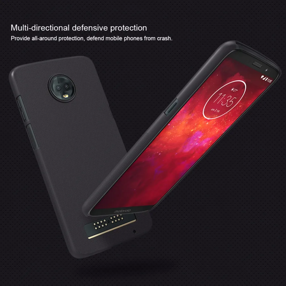 Чехол для Moto Z3/Moto Z3 Play NILLKIN Супер Матовый Защитный матовый жесткий чехол-накладка для Motorola Moto Z3+ розничная упаковка