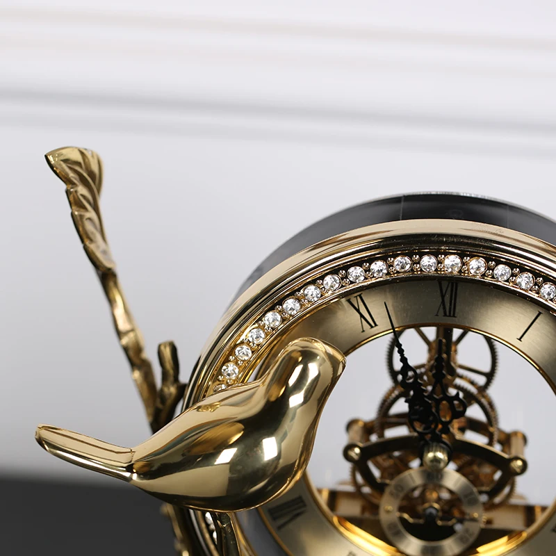 Элегантные медные часы с птицей гостиная ТВ шкаф украшение стола креативные