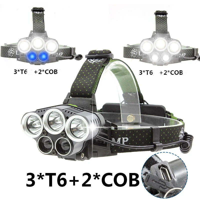 Brightfire 5 LED налобный фонарь XM L T6 Q5 фара 15000 люмен светодиодный для кемпинга похода