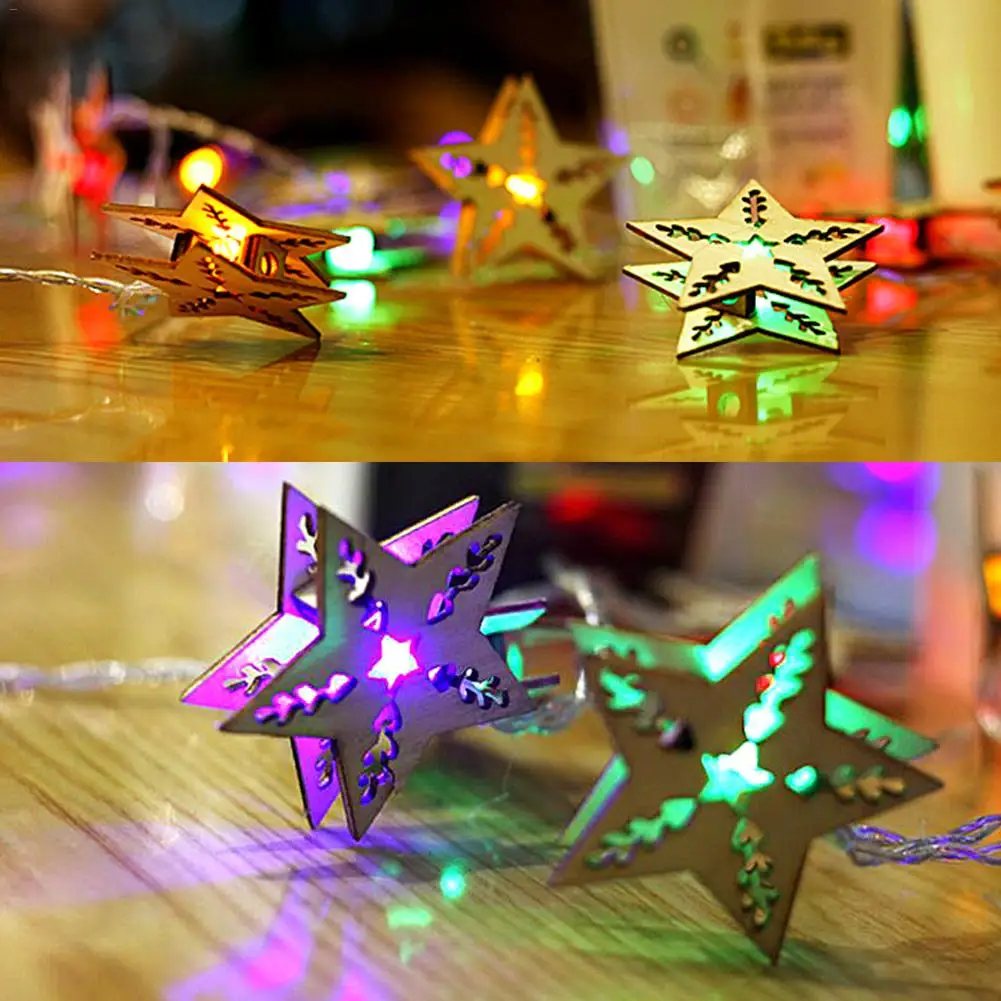 

Светодиодная деревянная гирлянда в форме пятиконечной звезды с питанием от батареи, рождественское внутреннее украшение, маленькие фонари...